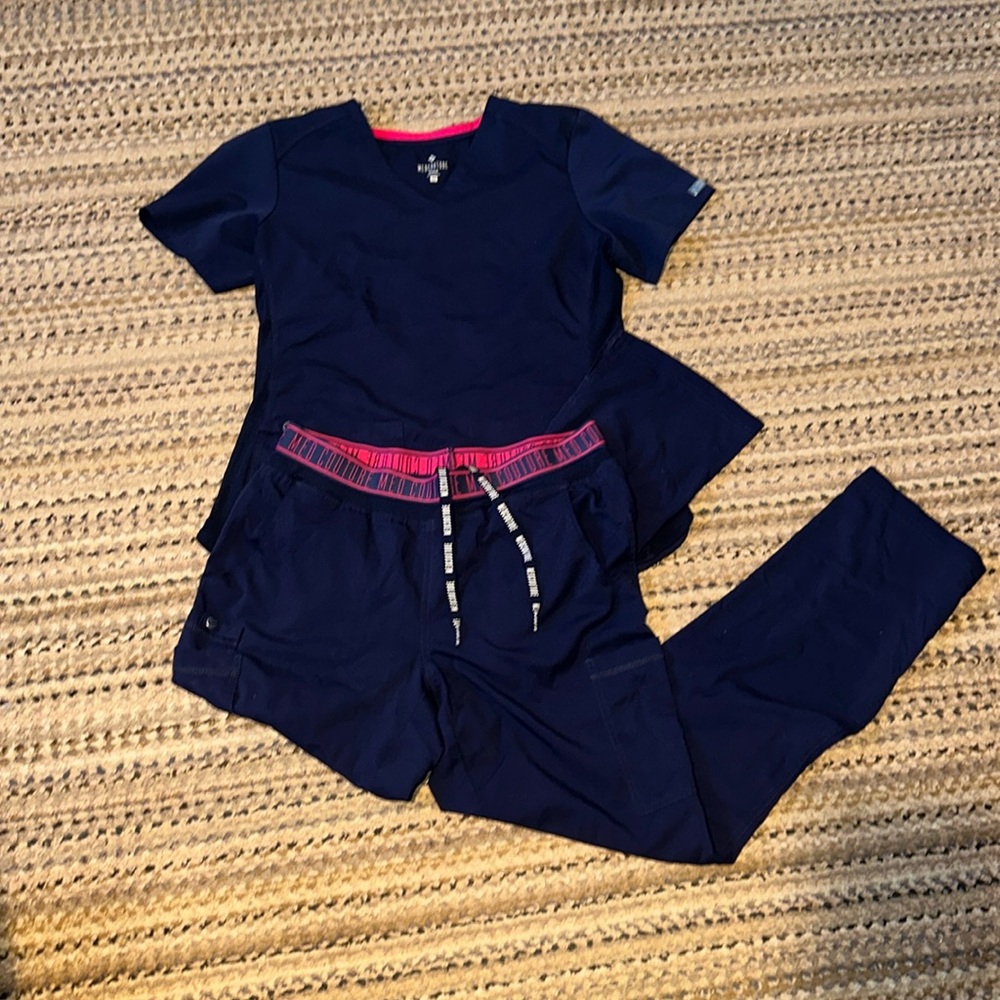 Medium Navy Blue Med Couture Touch Scrub Set Ally Yoga Waist